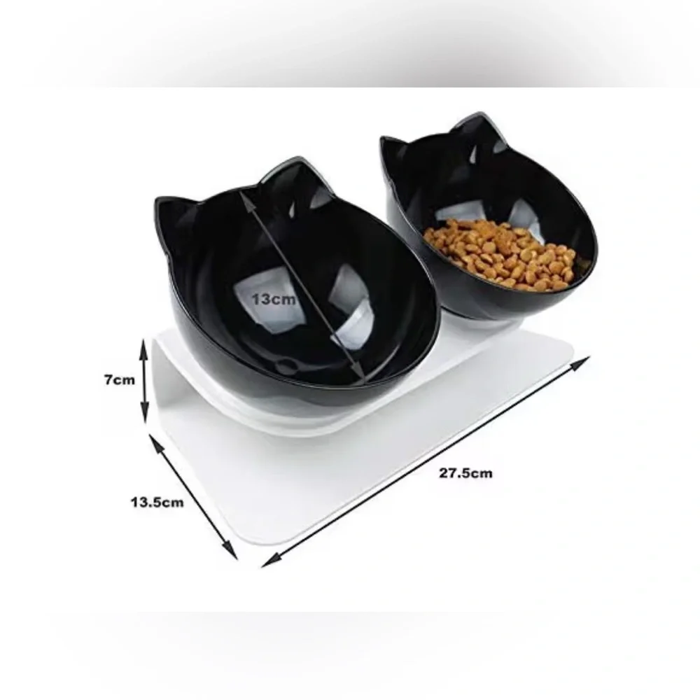 Black Cat Double Bowl Feeder